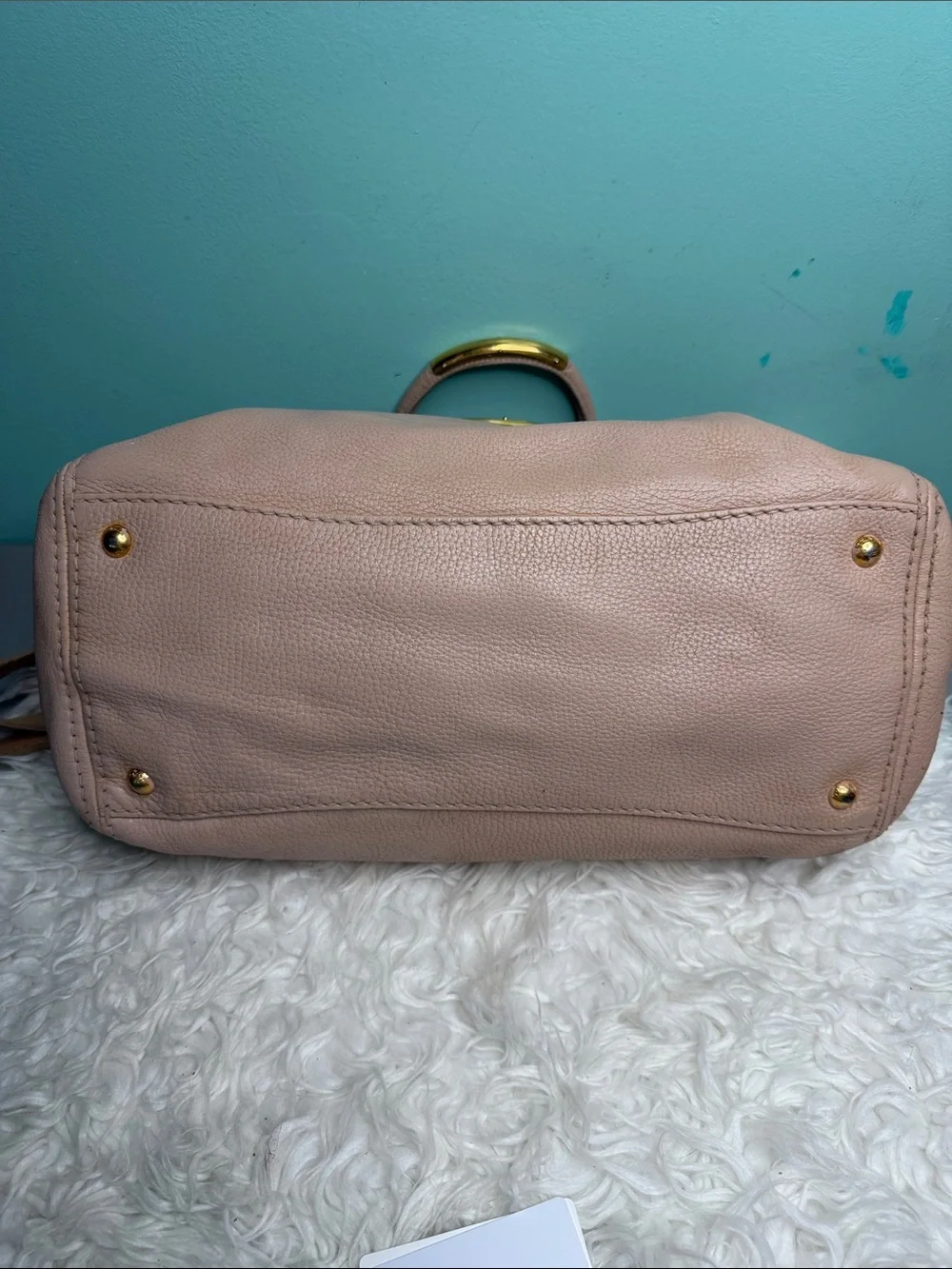 Prada BN CERVO SABBIA Large Soft Creame -Beige Leather Shoulder Satchel - Picture 4 of 17